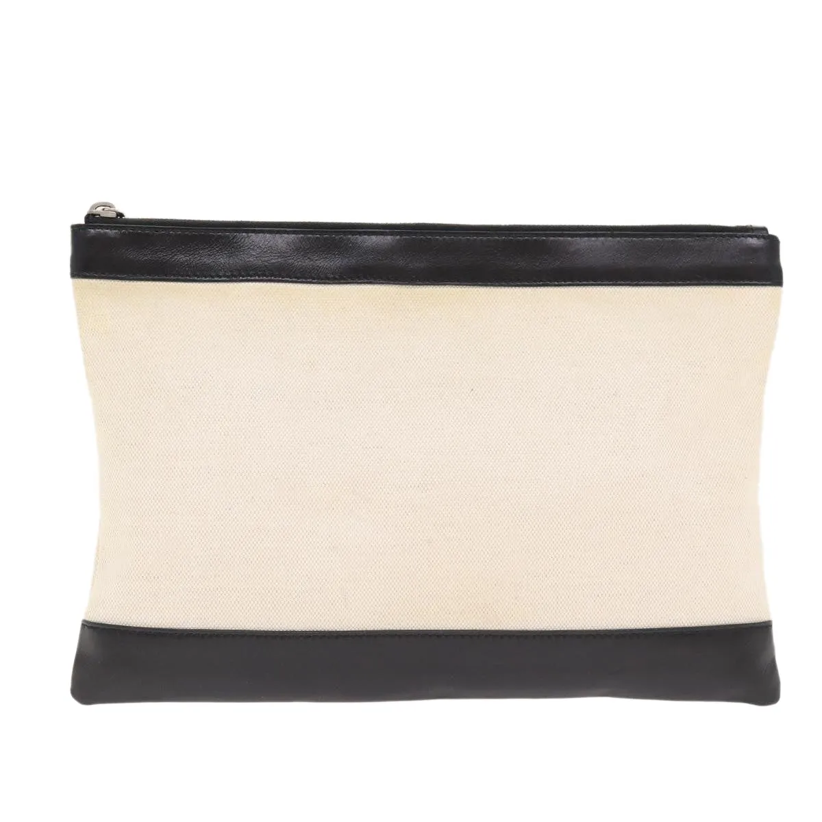 Balenciaga Navy Pouch Beige Canvas Clutch Bag (Pre-Owned)