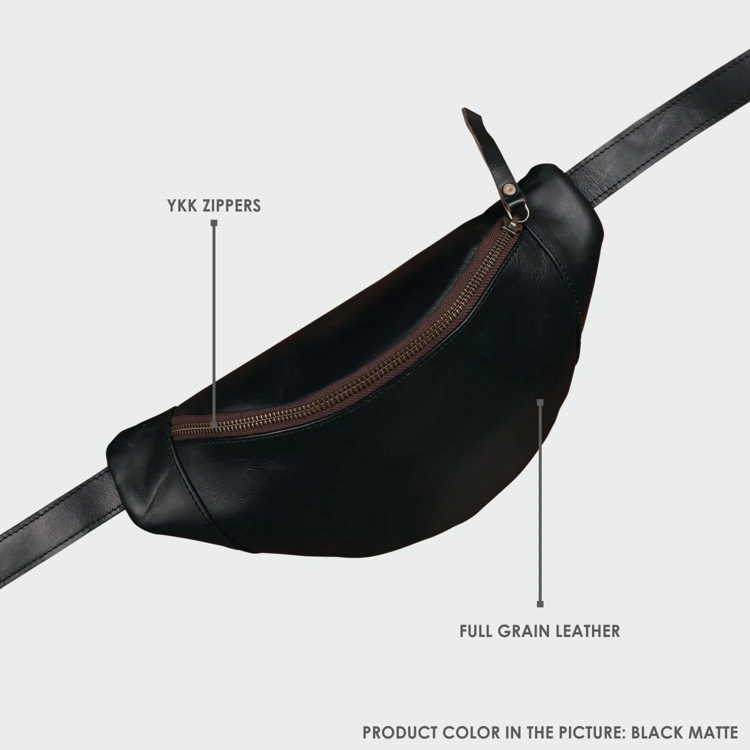 Black Unisex Leather Fanny Pack