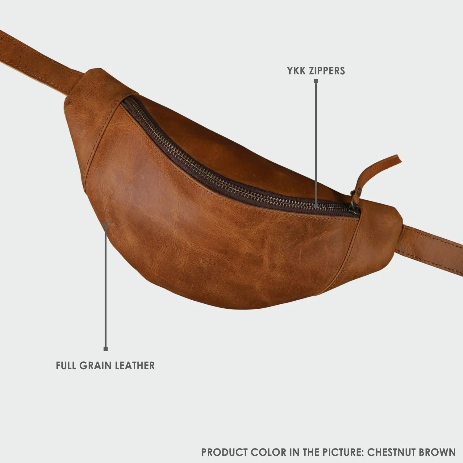 Black Unisex Leather Fanny Pack