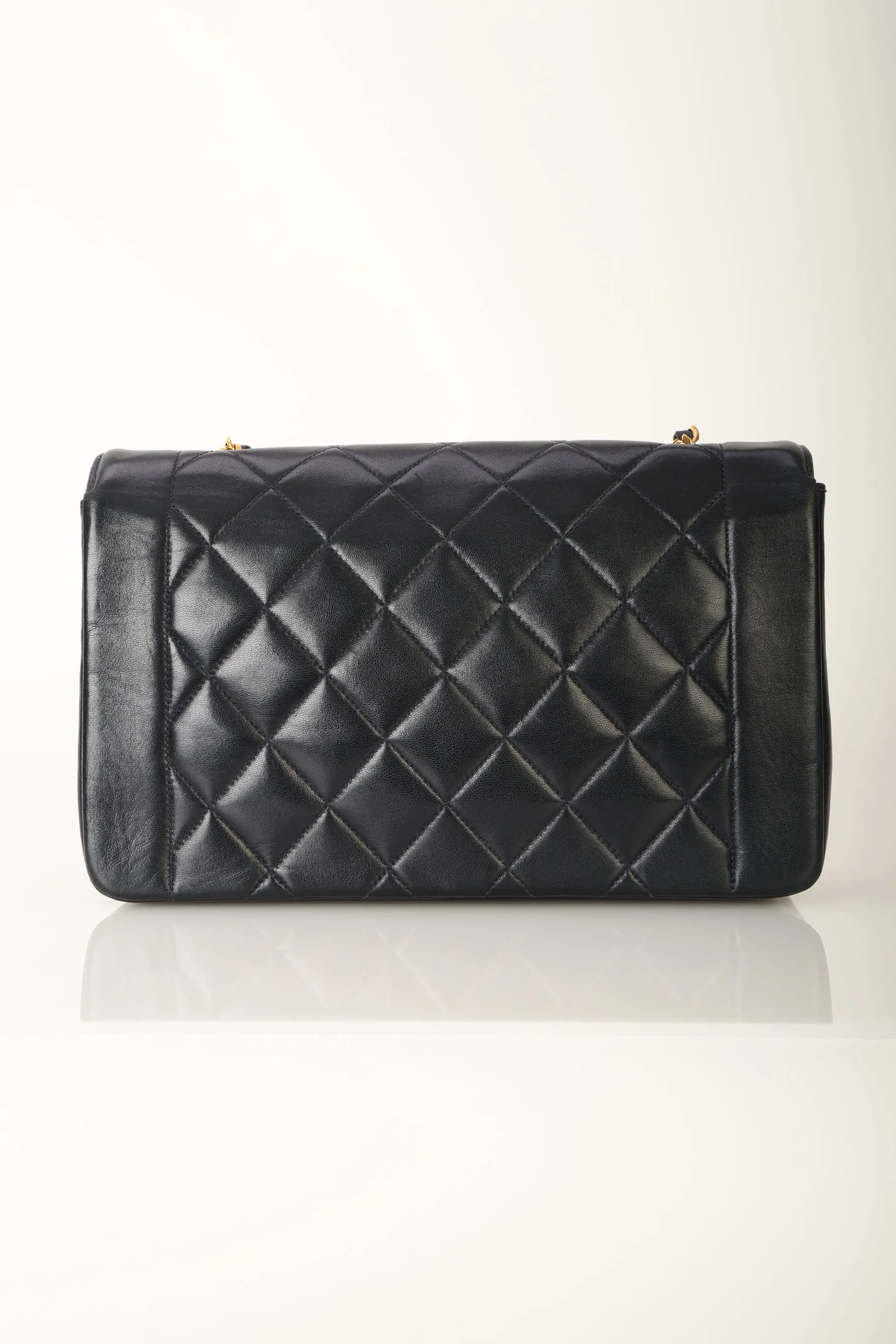 Chanel 1991 Lambskin Dark Navy Medium Diana