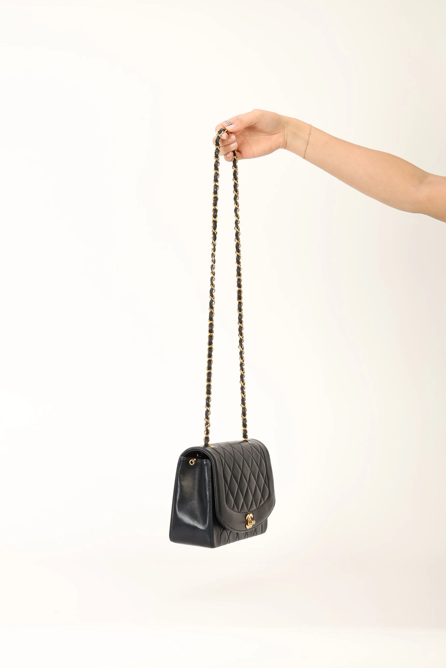 Chanel 1991 Lambskin Dark Navy Medium Diana