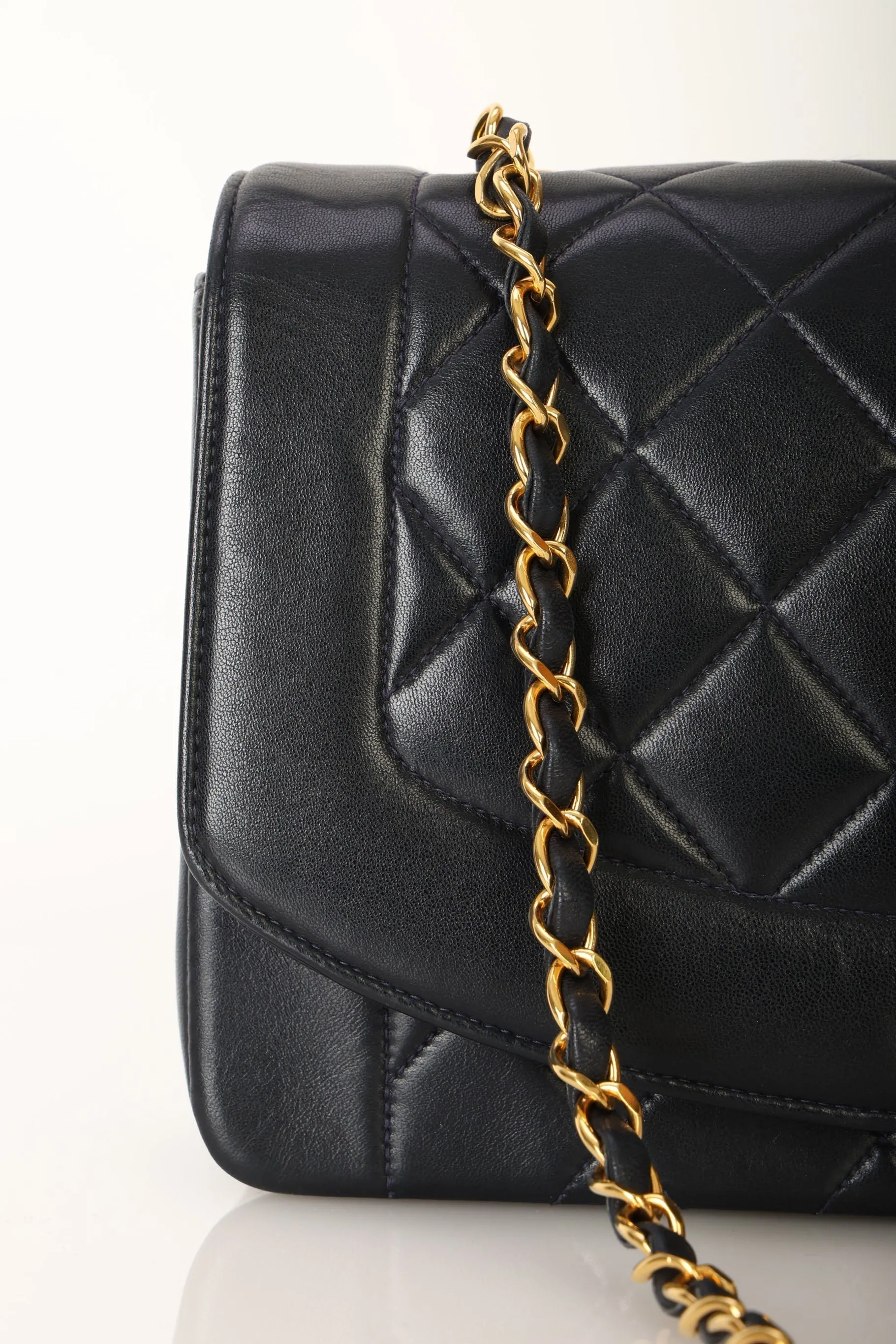 Chanel 1991 Lambskin Dark Navy Medium Diana