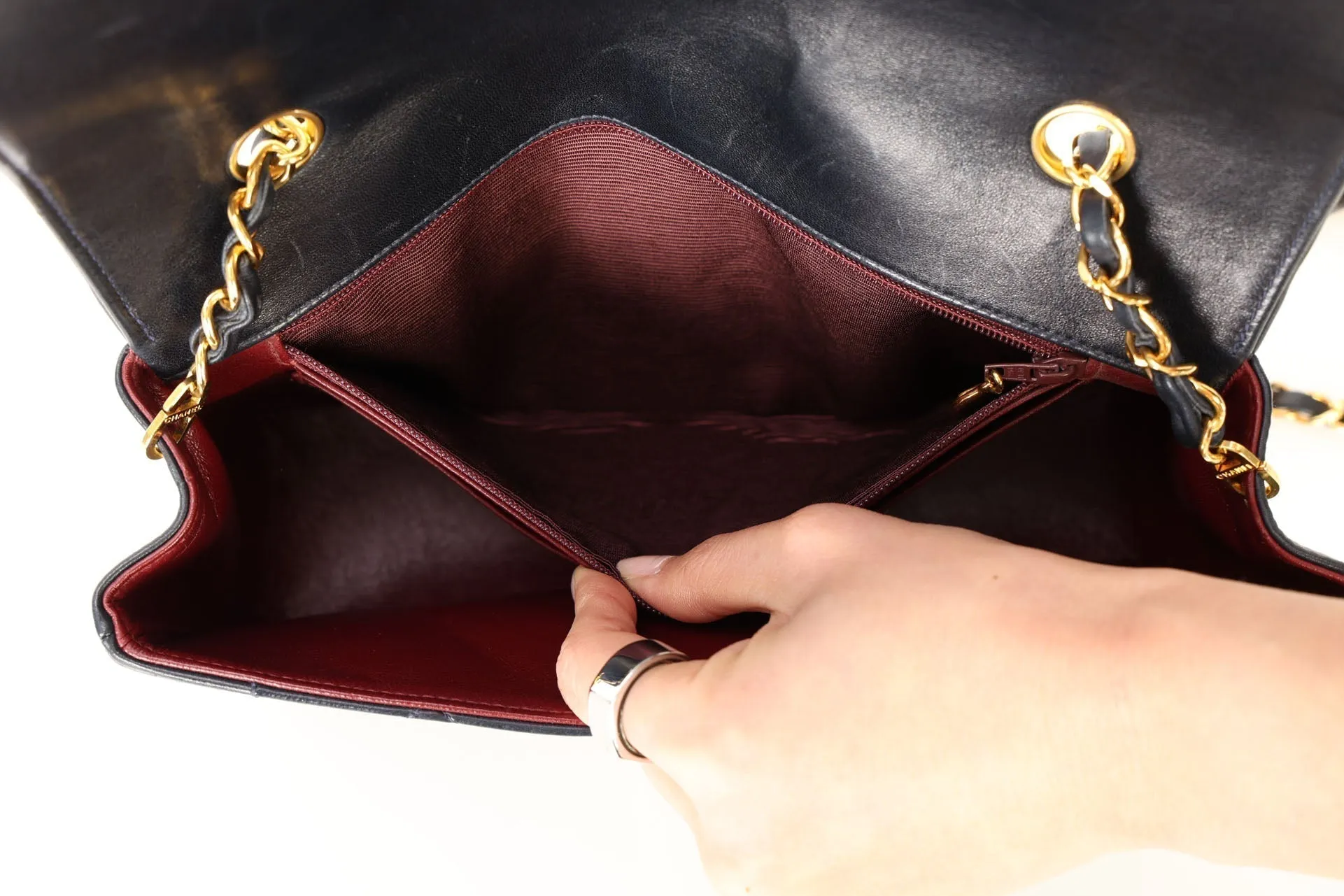 Chanel 1991 Lambskin Dark Navy Medium Diana