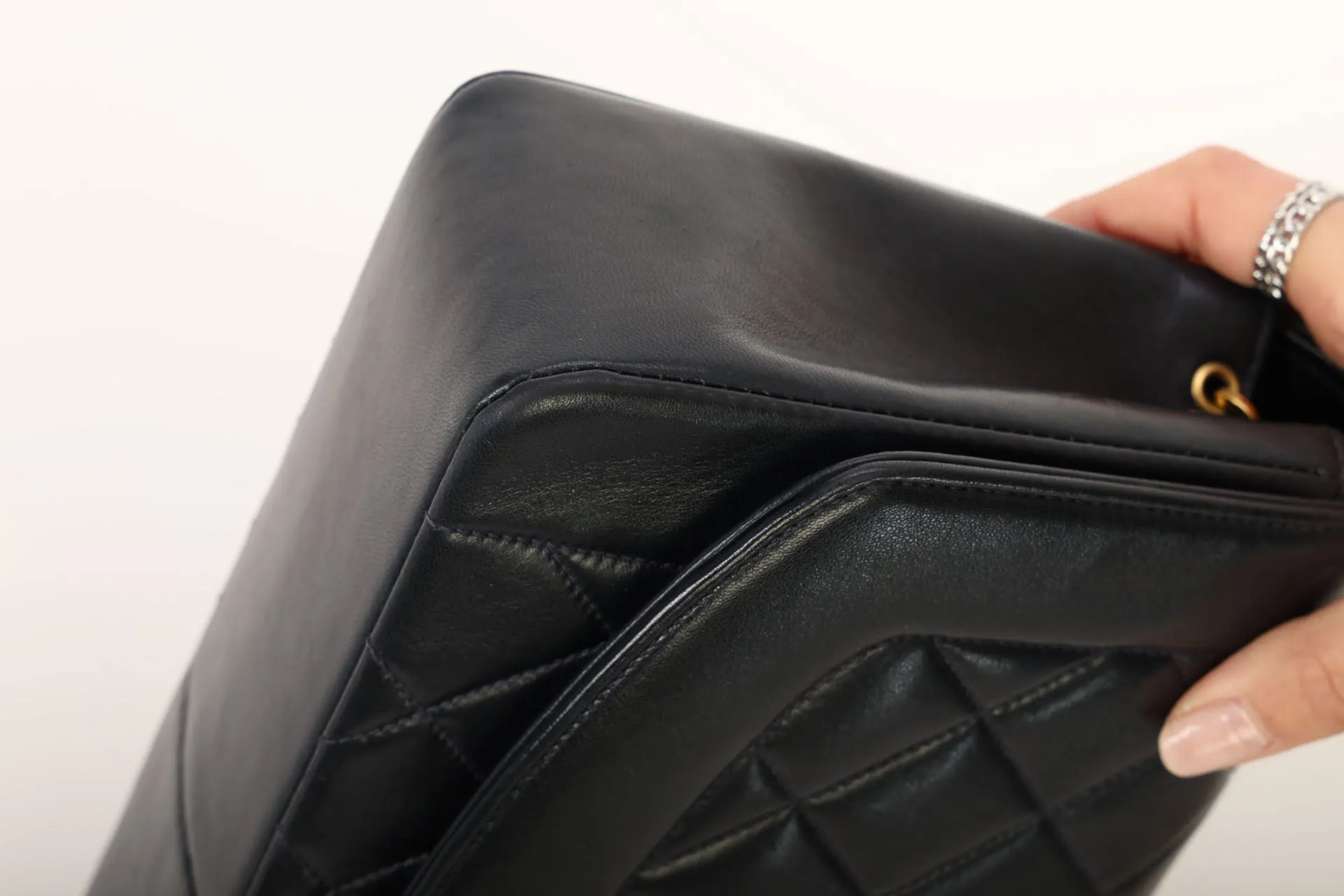 Chanel 1991 Lambskin Dark Navy Medium Diana