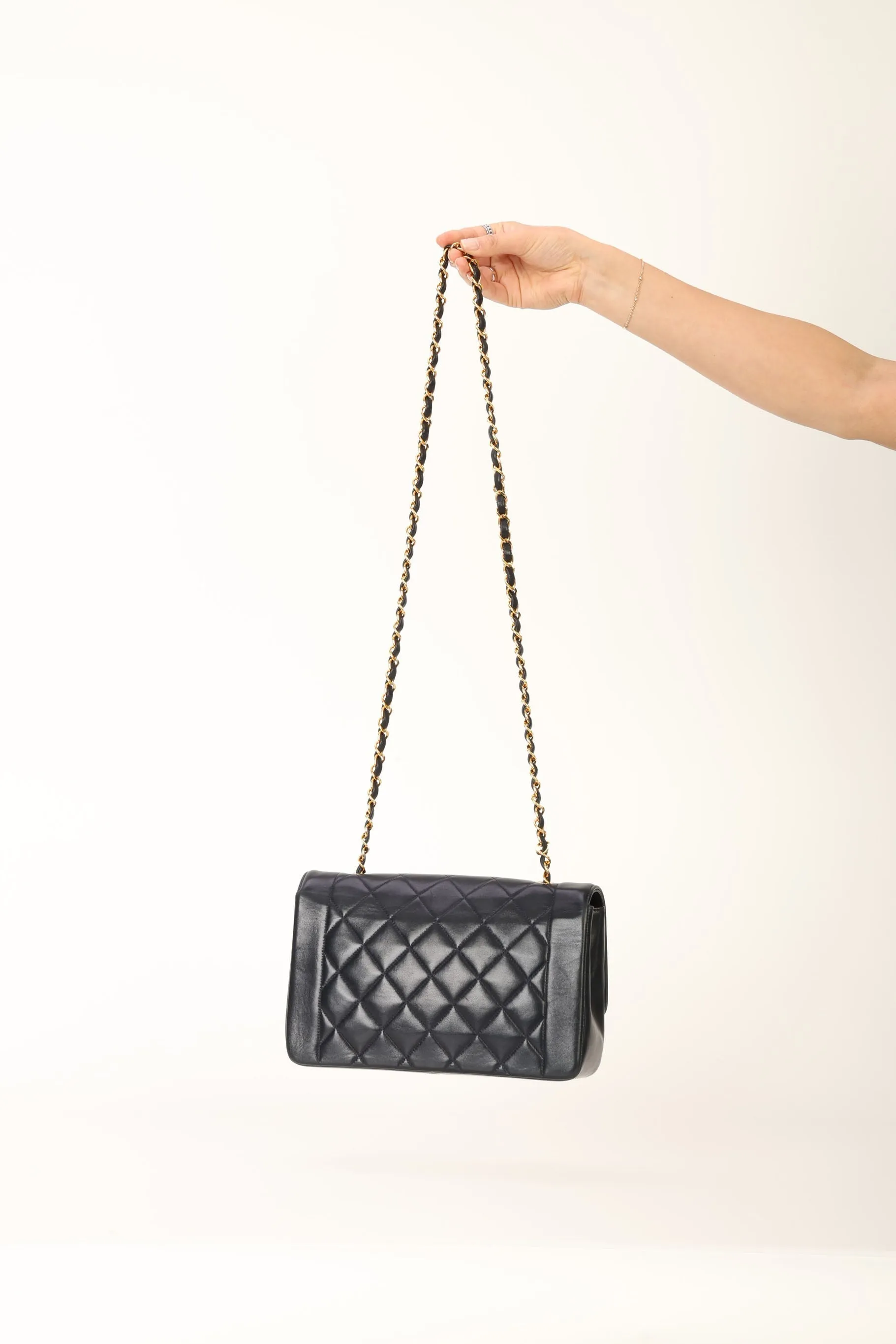 Chanel 1991 Lambskin Dark Navy Medium Diana