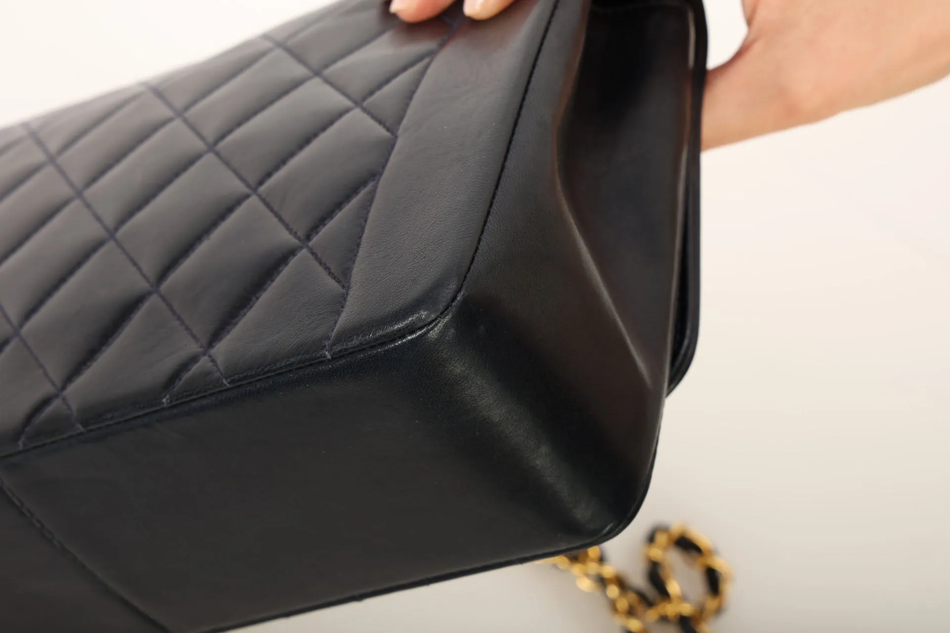 Chanel 1991 Lambskin Dark Navy Medium Diana