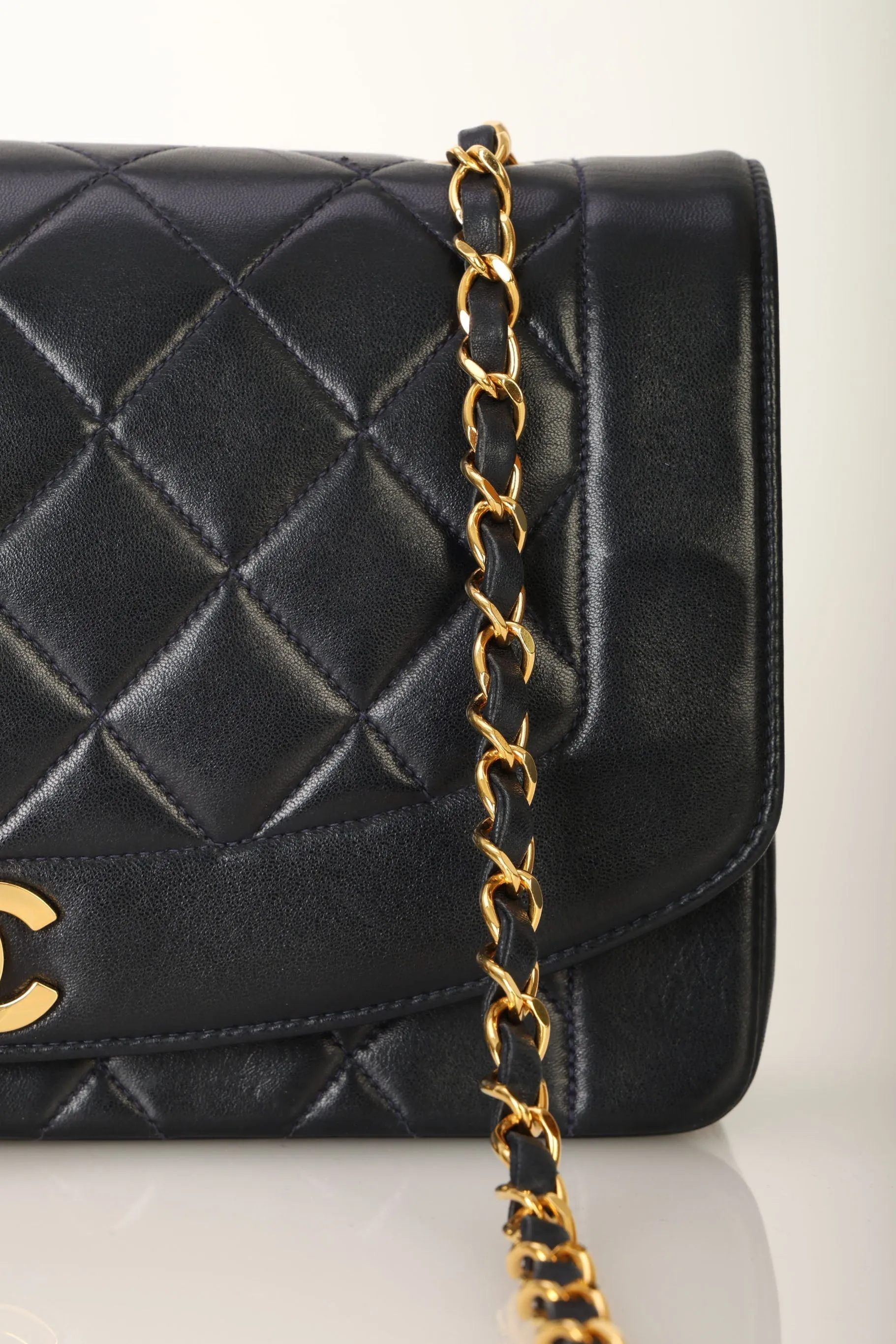 Chanel 1991 Lambskin Dark Navy Medium Diana