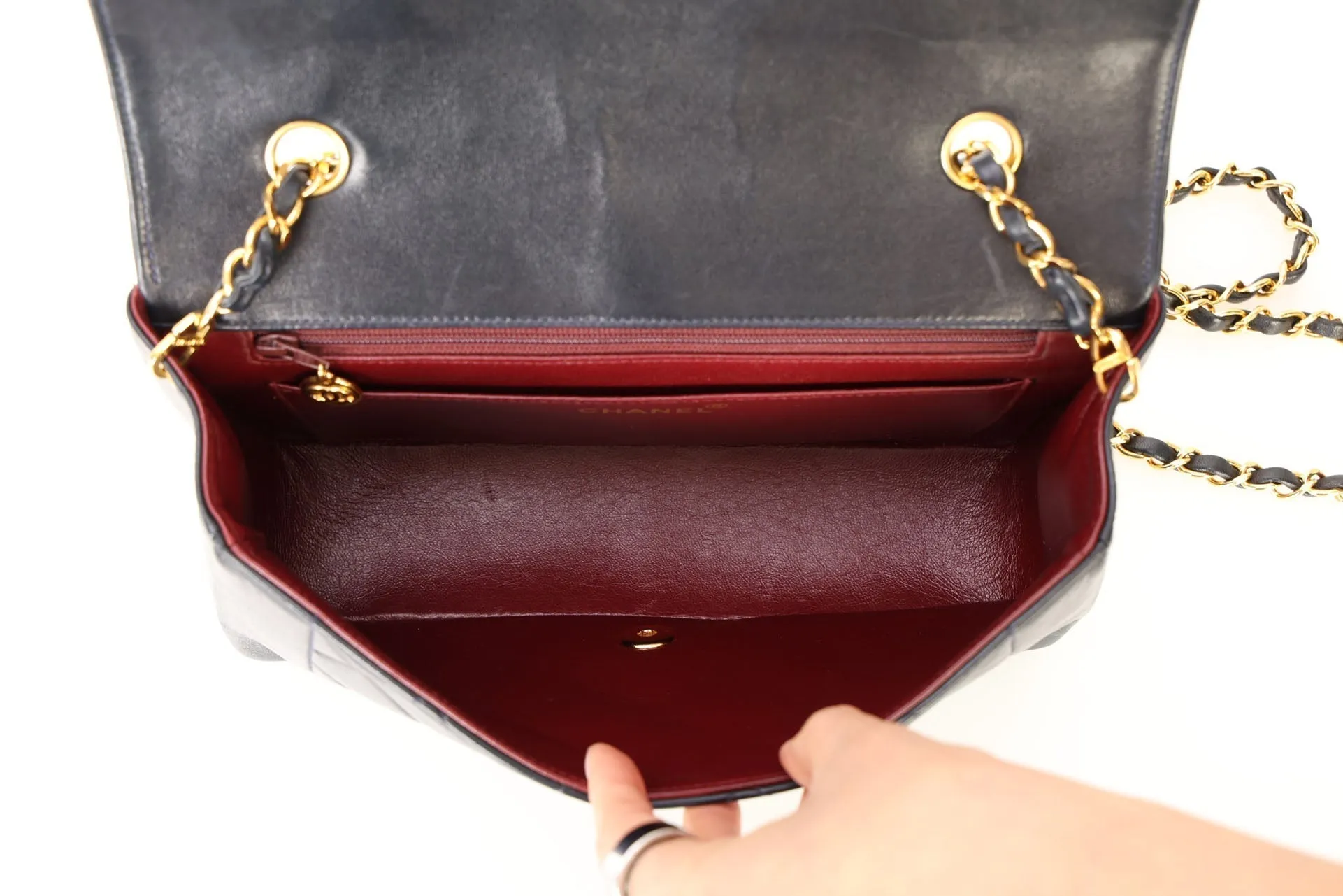 Chanel 1991 Lambskin Dark Navy Medium Diana