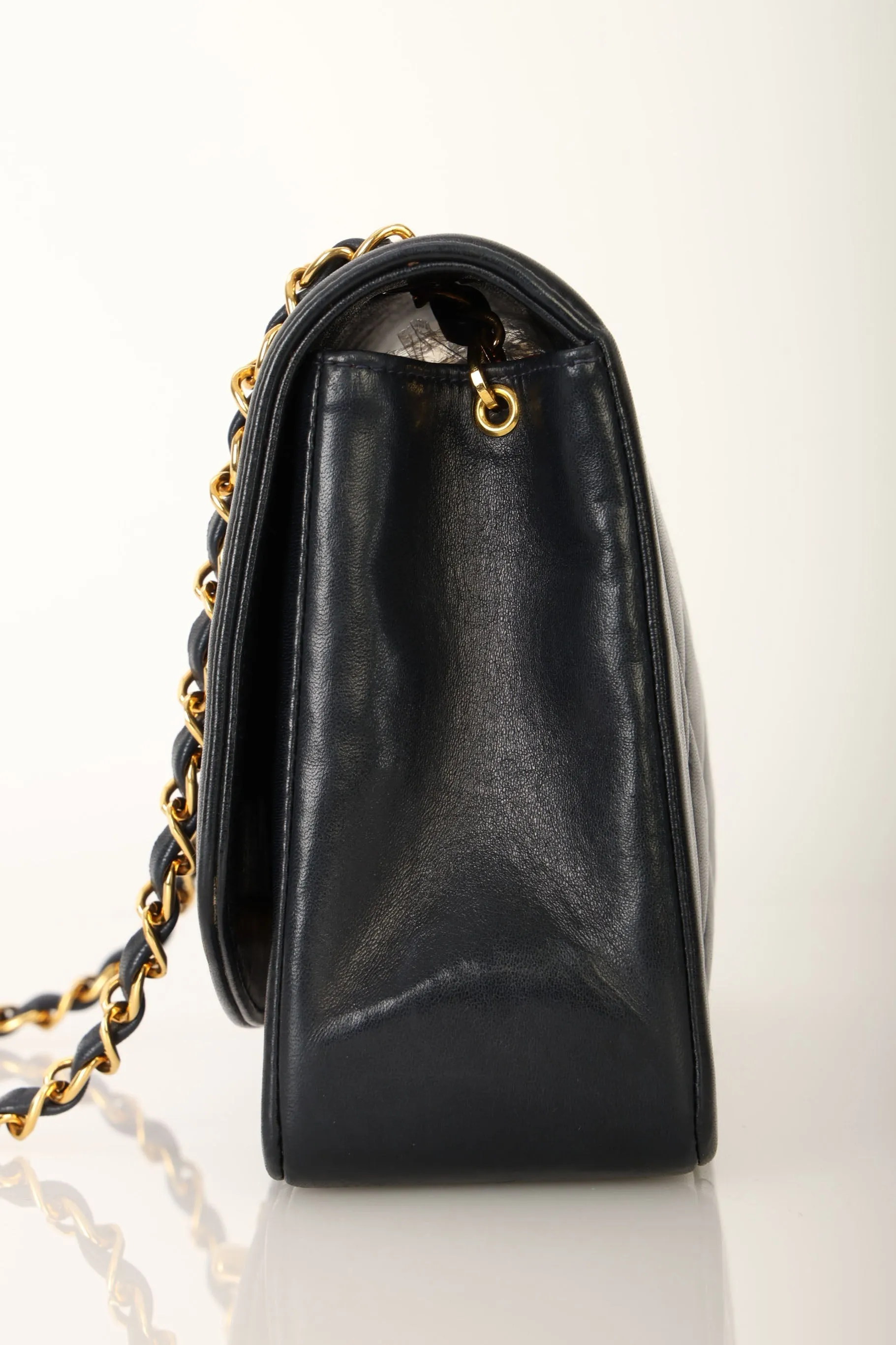 Chanel 1991 Lambskin Dark Navy Medium Diana
