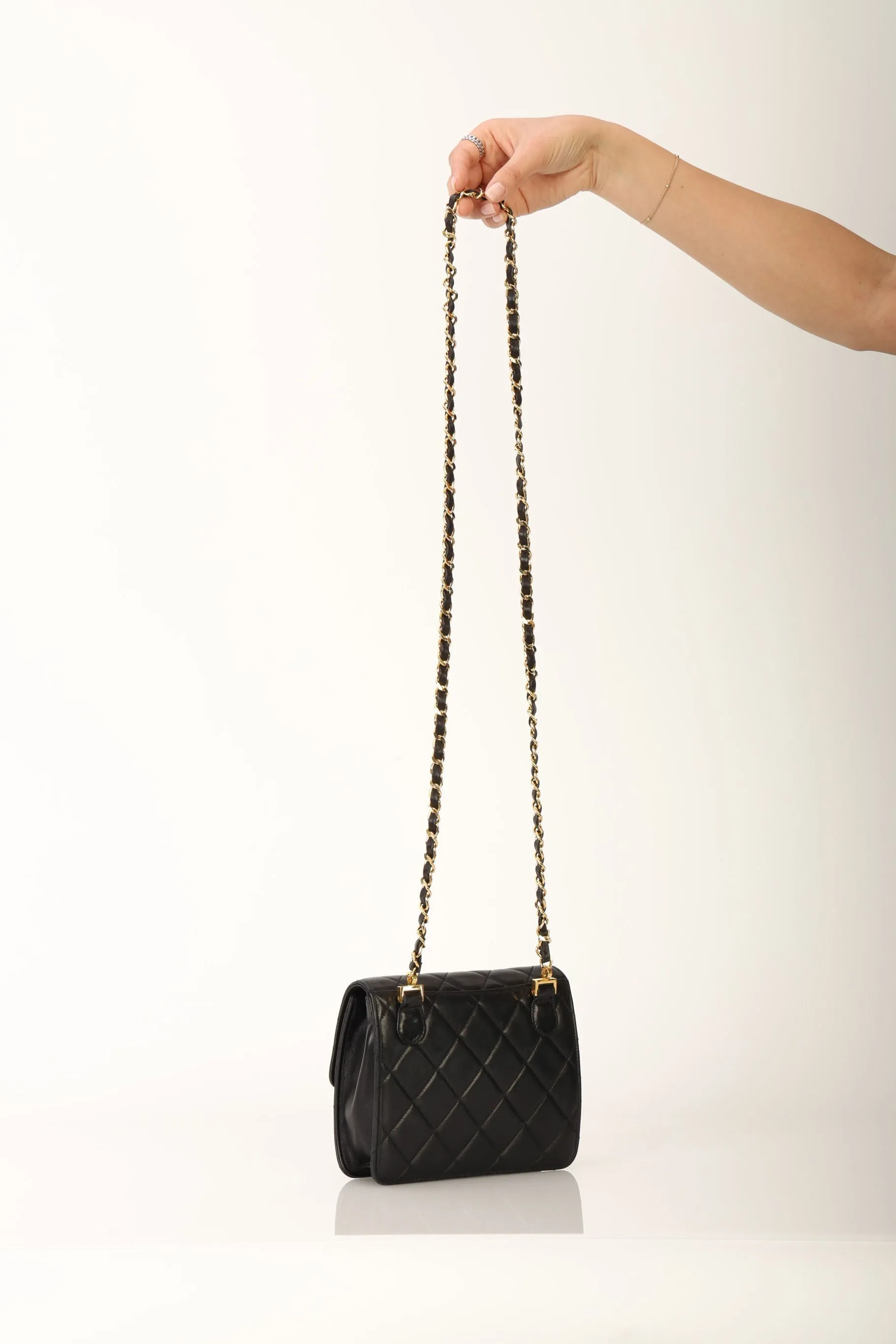 Chanel 1991 Lambskin Mini Square Crossbody Bag