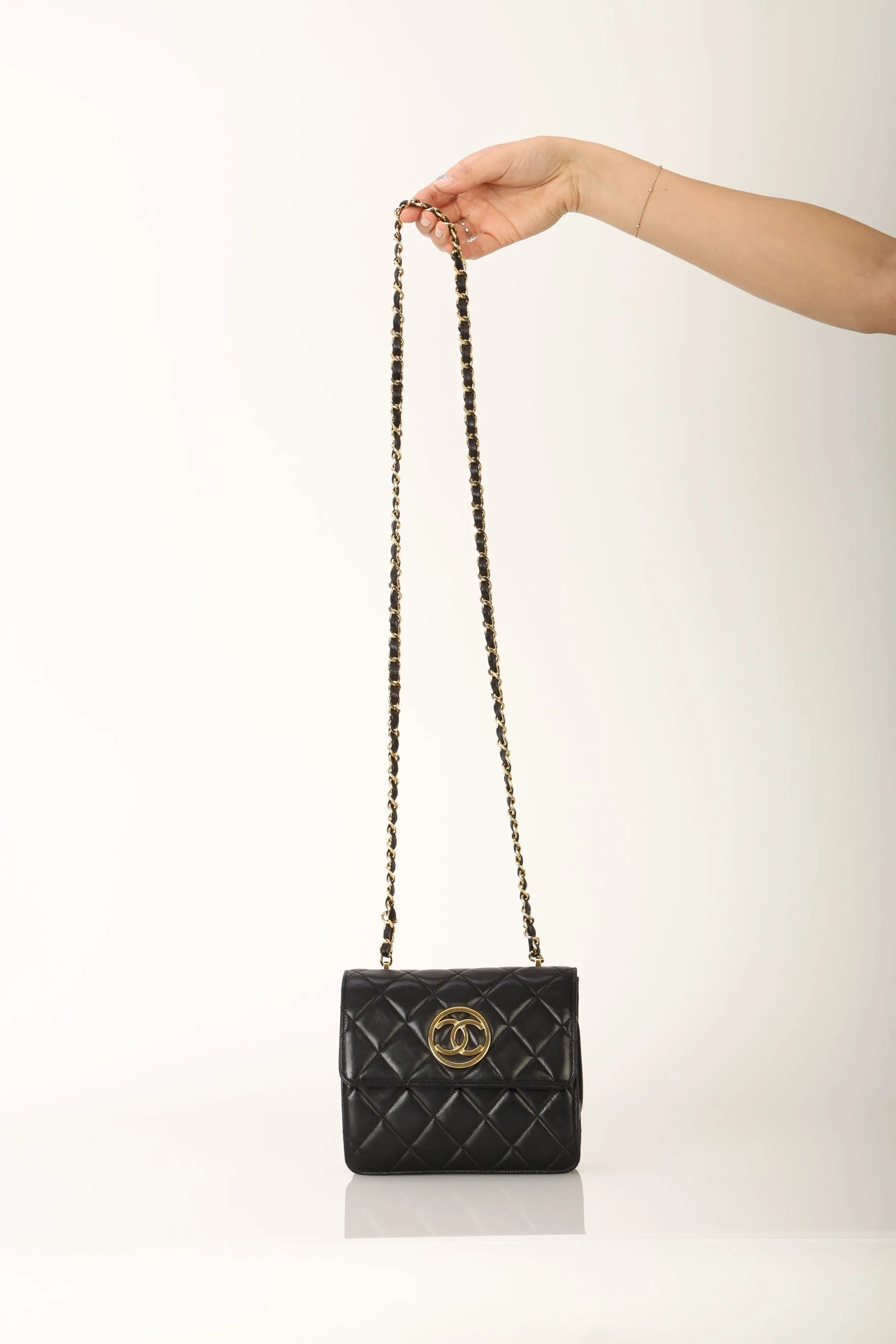 Chanel 1991 Lambskin Mini Square Crossbody Bag