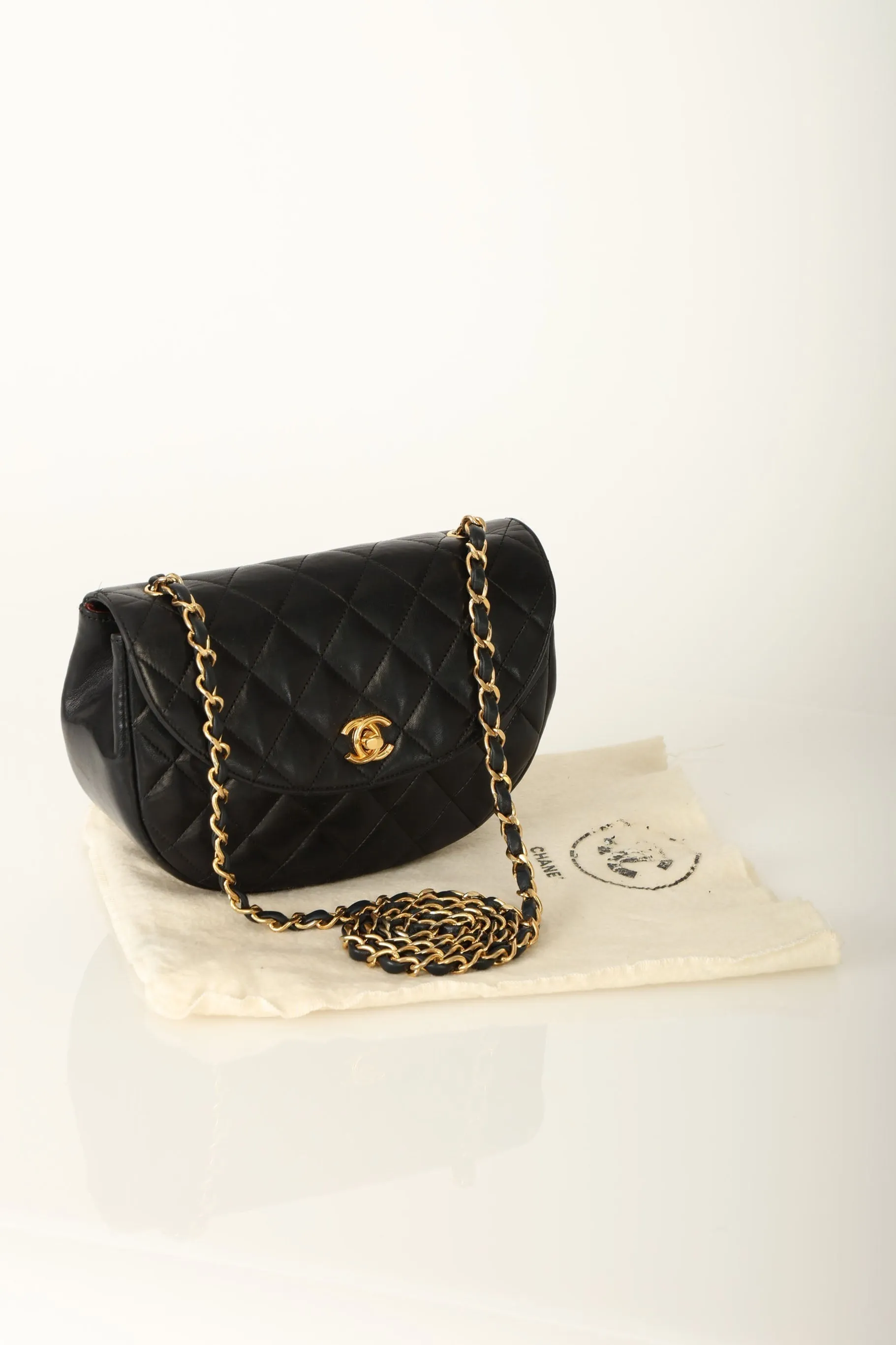 Chanel 1996 Lambskin Crescent Flap Bag