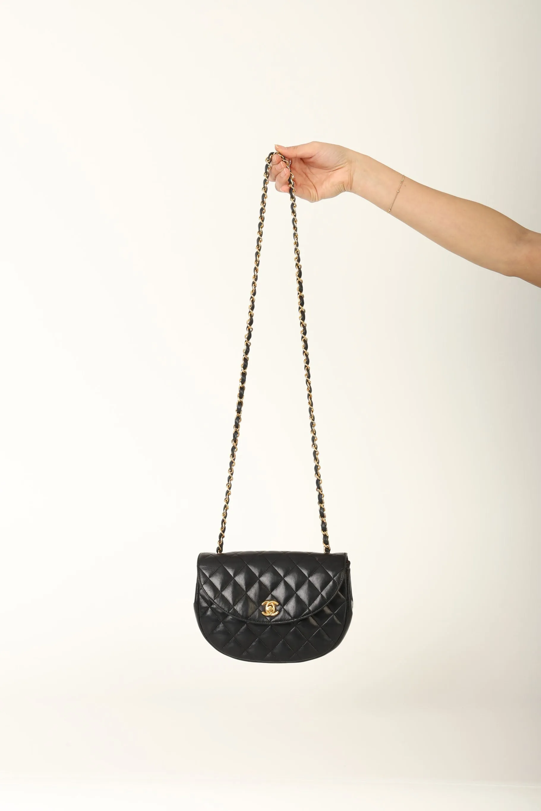 Chanel 1996 Lambskin Crescent Flap Bag