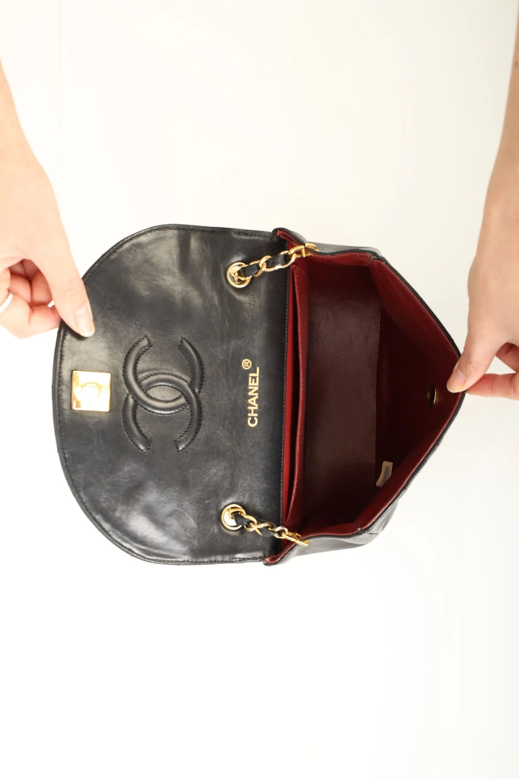 Chanel 1996 Lambskin Crescent Flap Bag