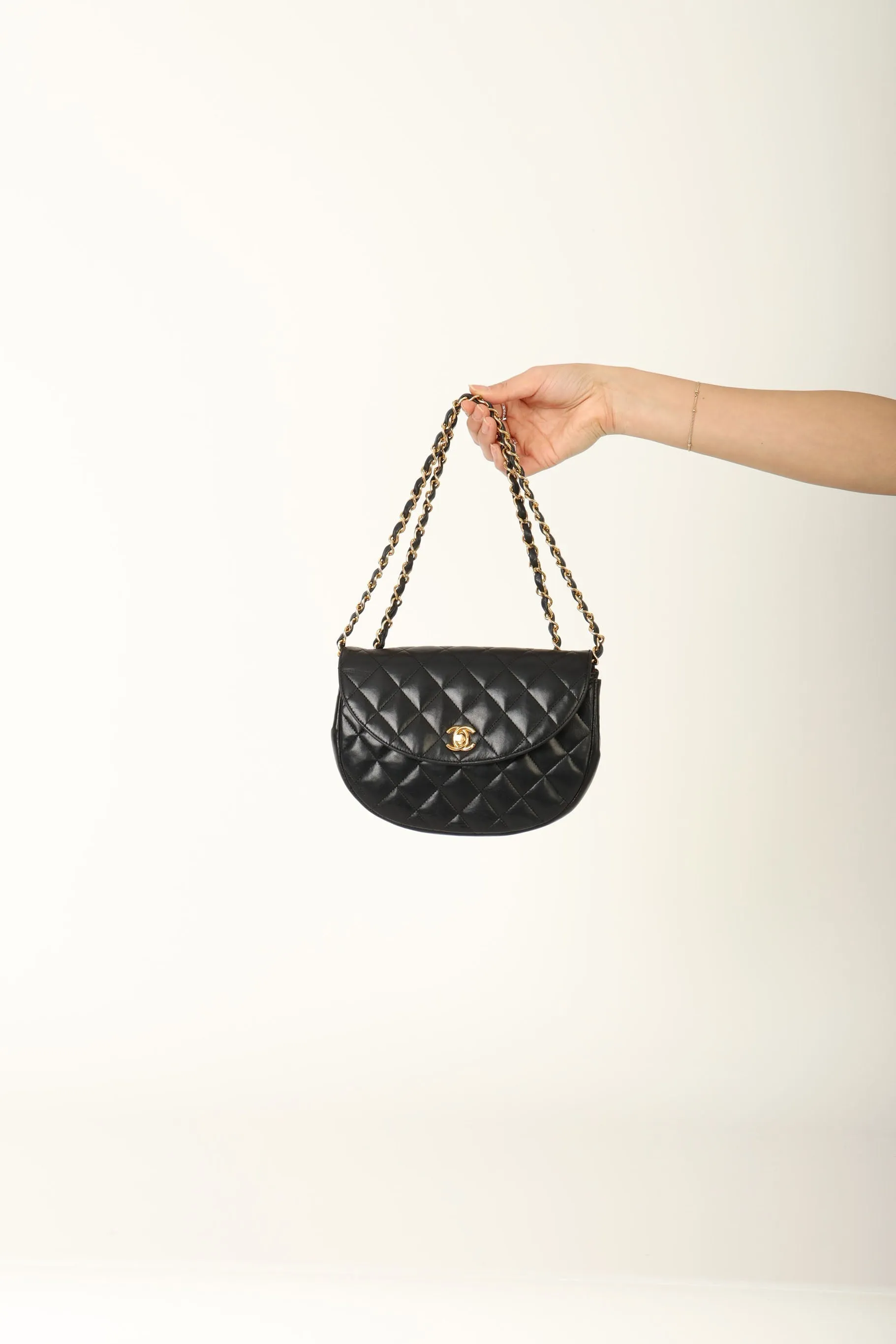 Chanel 1996 Lambskin Crescent Flap Bag