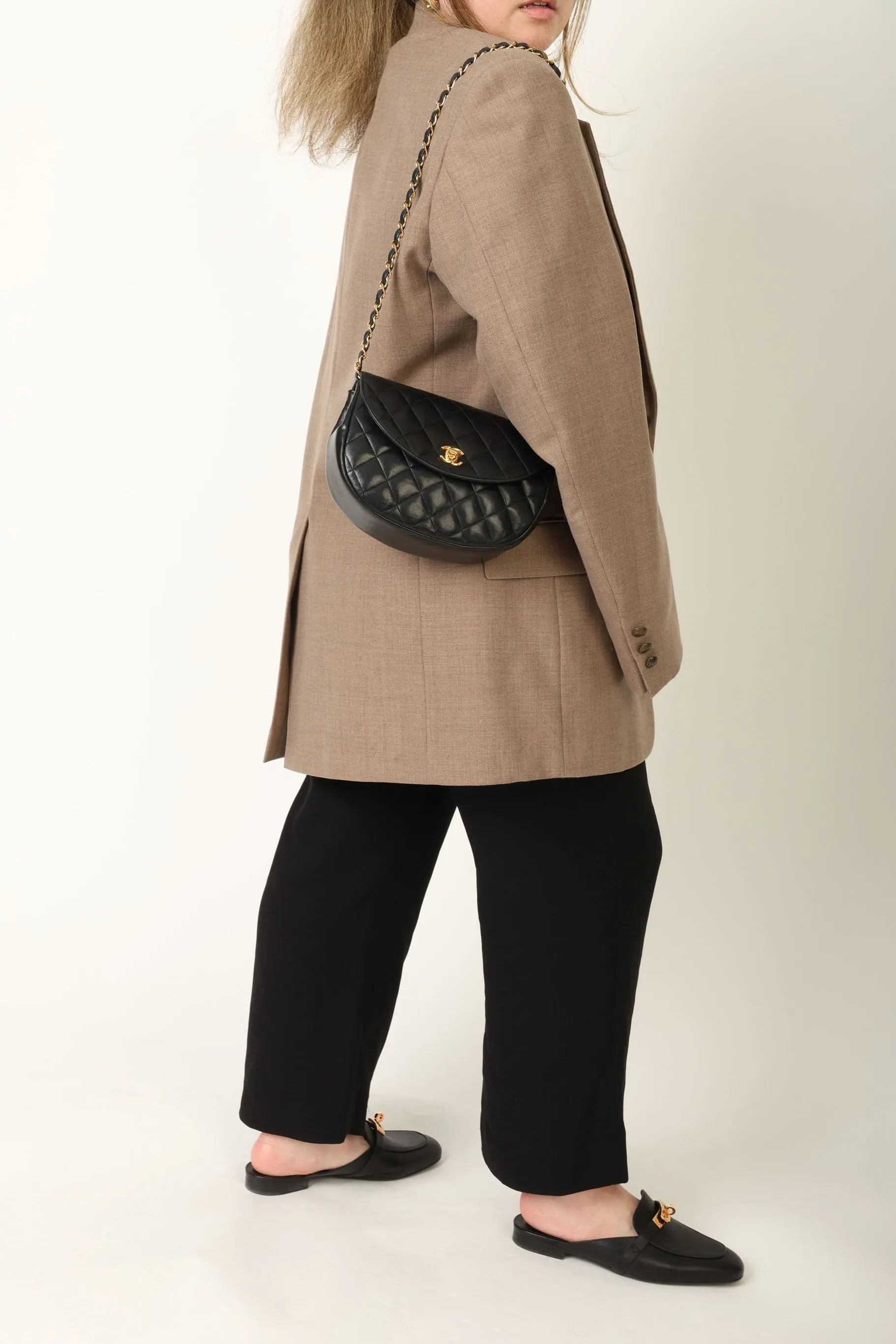 Chanel 1996 Lambskin Crescent Flap Bag