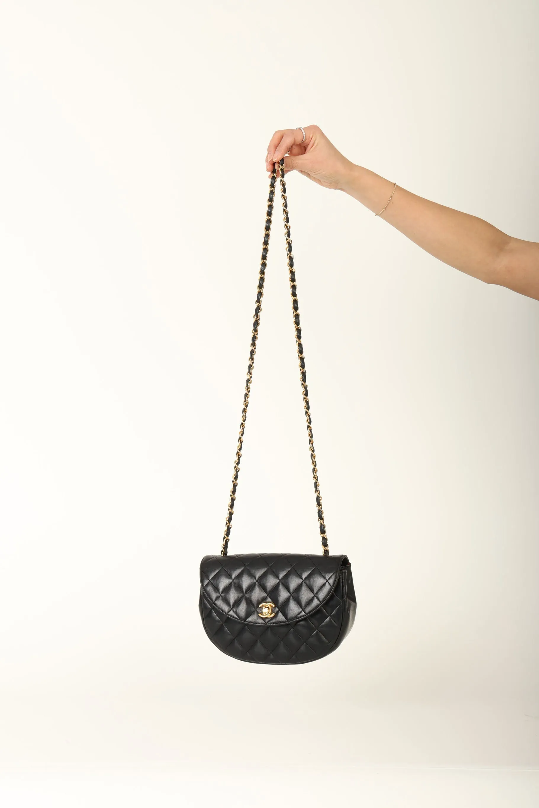 Chanel 1996 Lambskin Crescent Flap Bag