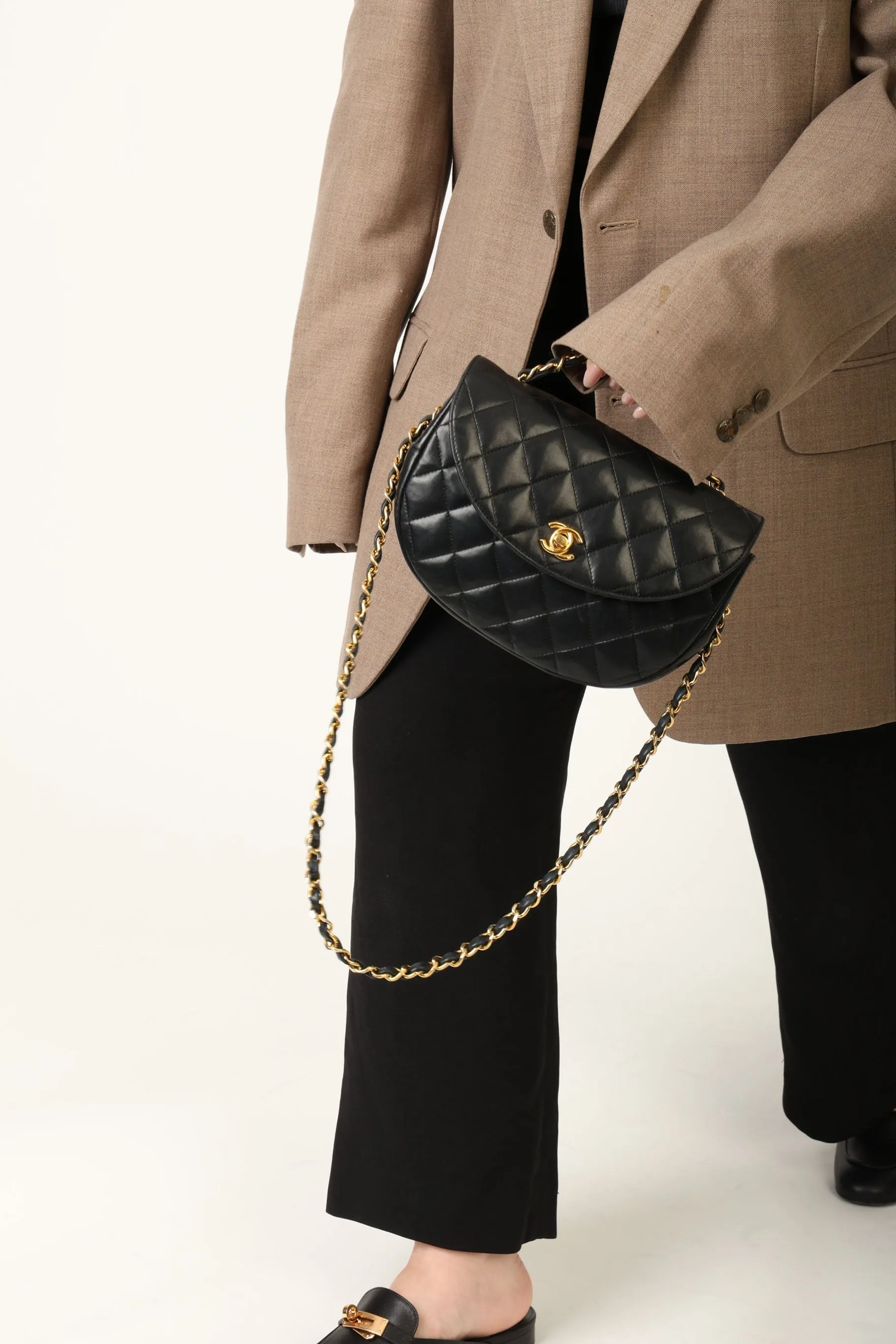 Chanel 1996 Lambskin Crescent Flap Bag