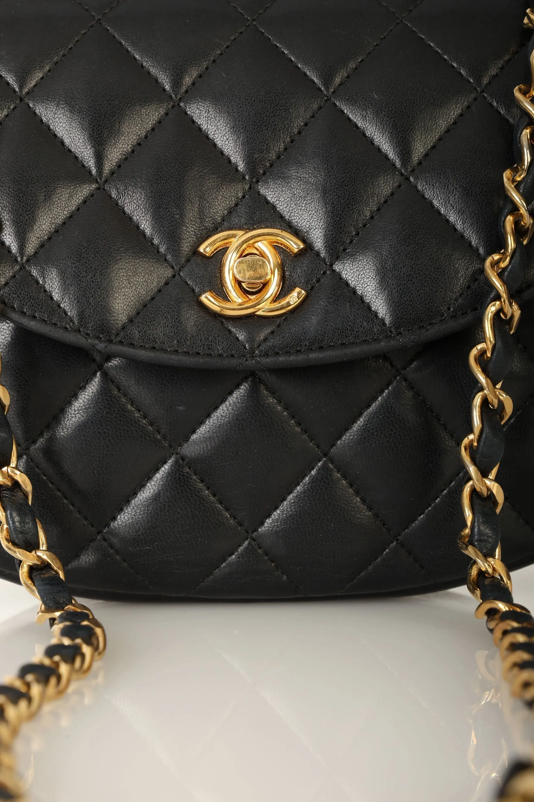Chanel 1996 Lambskin Crescent Flap Bag