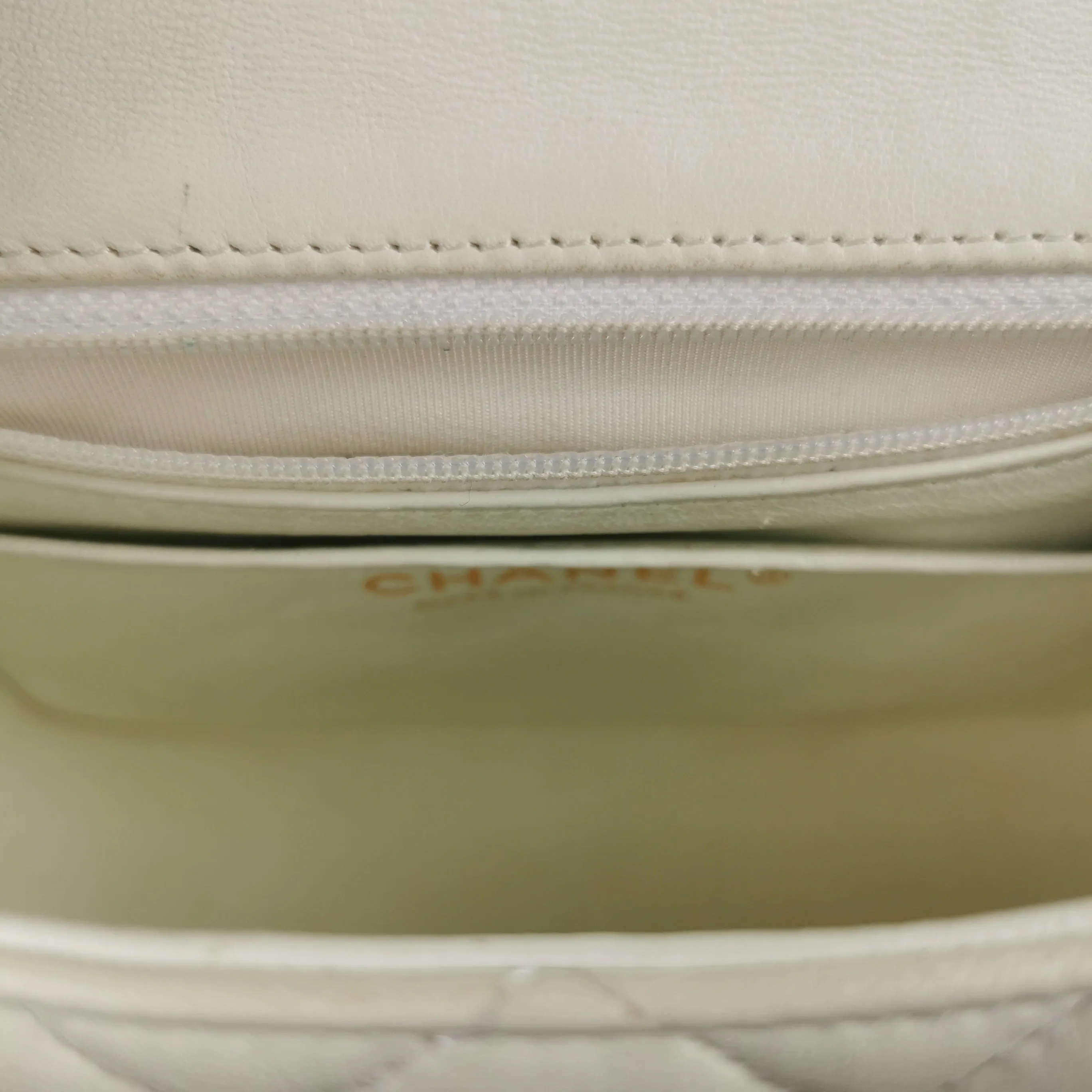 Chanel Classic Mini Square White Lambskin Gold