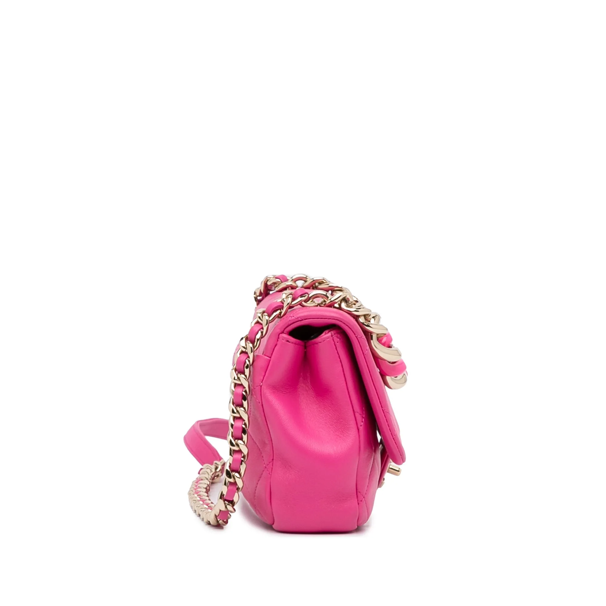 Chanel Classic Single Flap Mini Square Pink Lambskin Gold