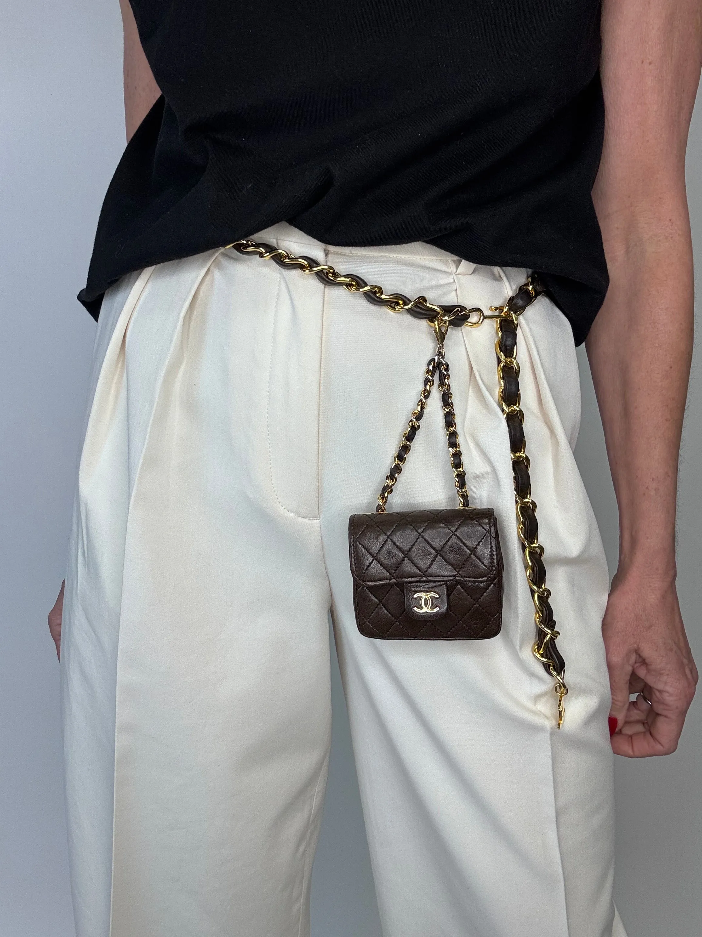 CHANEL Rare Matelasse Mini Mini Chain bag with chain belt