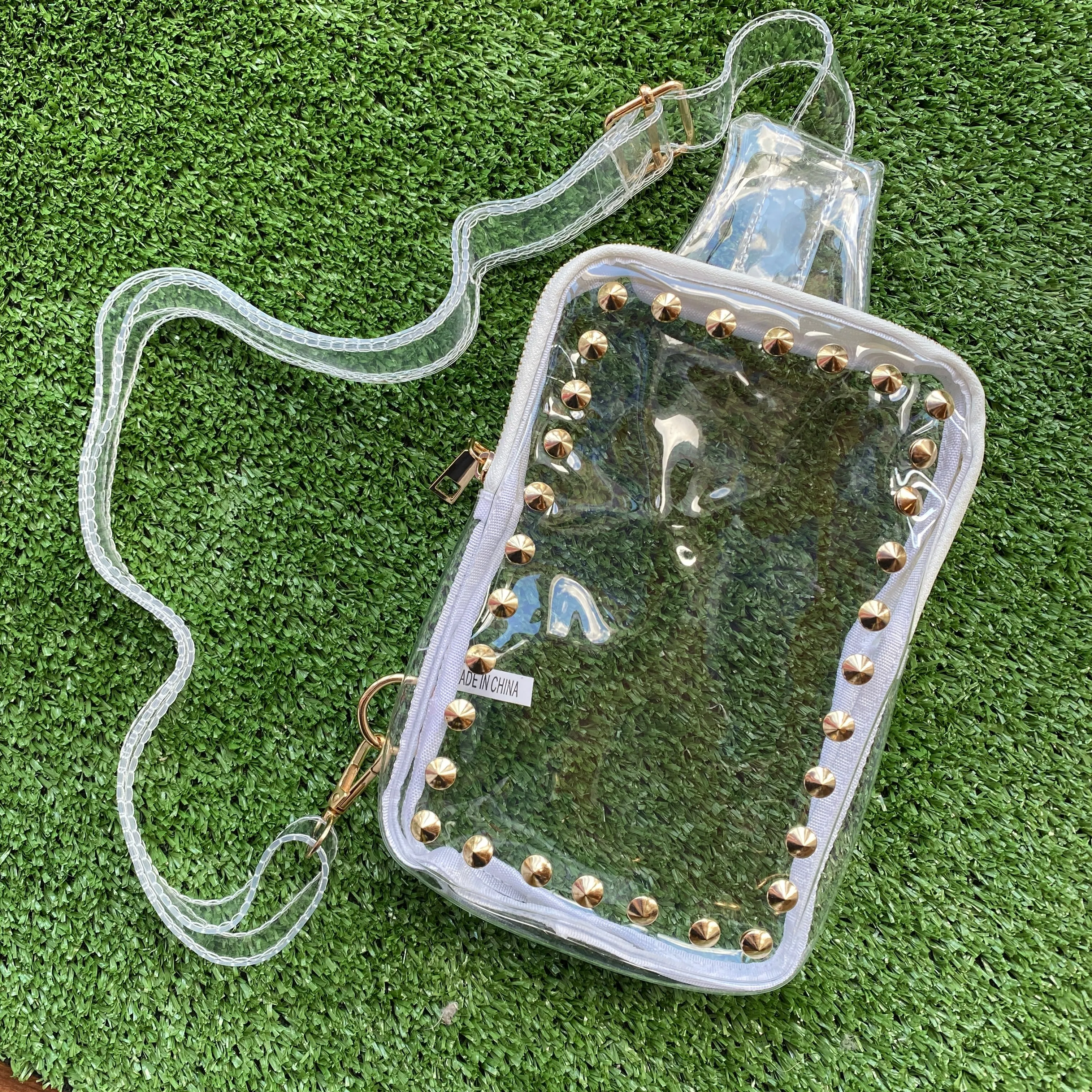 CLEAR GOLD STADIUM SLING BAG