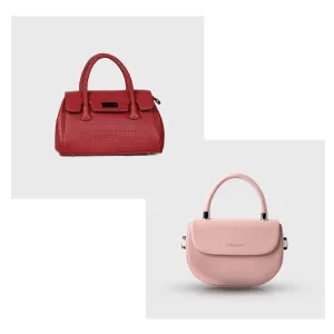 Crosbody Mini Bag (Pink)   Croxy Barrel Hand Bag (Burgundy)