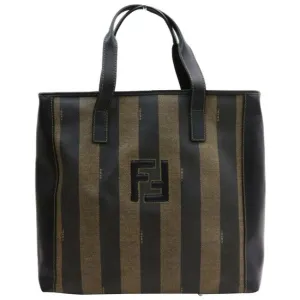 Fendi Shoulder Bag Canvasleather Bagshoulder Bagsatchel Pequin Stripebrown Coated Canvasleather Tote