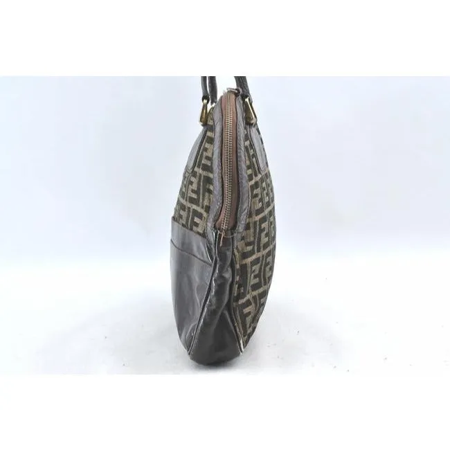 Fendi Top Handle Two Way Tobacco Zucca Print Canvas And Leather Satchel
