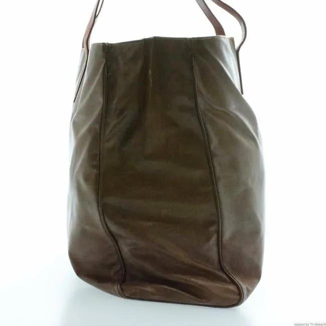 Fendi Tote Bag Xl Leathercoated Khaki Brownburnt Orange Leathercoated Canvas Satchel