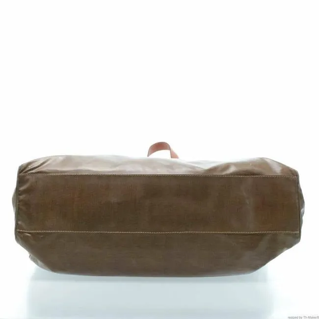 Fendi Tote Bag Xl Leathercoated Khaki Brownburnt Orange Leathercoated Canvas Satchel