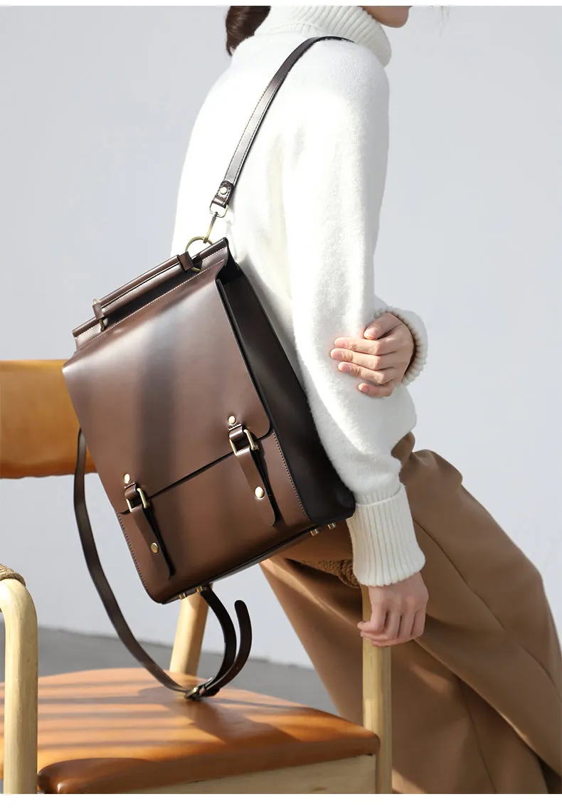 Genuine Leather Laptop Backpack For Women Leather Backpack Pocketbook
