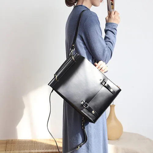 Genuine Leather Laptop Backpack For Women Leather Backpack Pocketbook