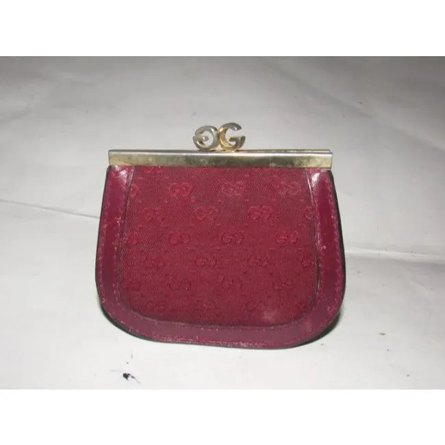 Gucci Burgundy Small G Logo Print Vintage Wallet