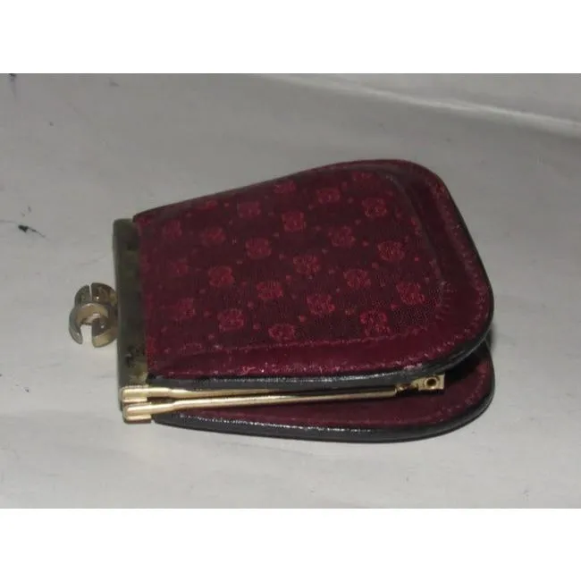 Gucci Burgundy Small G Logo Print Vintage Wallet
