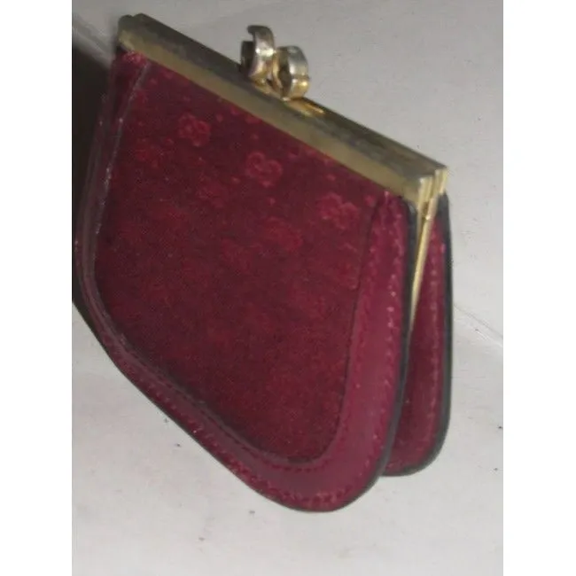 Gucci Burgundy Small G Logo Print Vintage Wallet