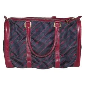 Gucci Vintage Pursesdesigner Purses Navy Canvas With Burgundyred Diagonal G Logo Print And Burgundyr
