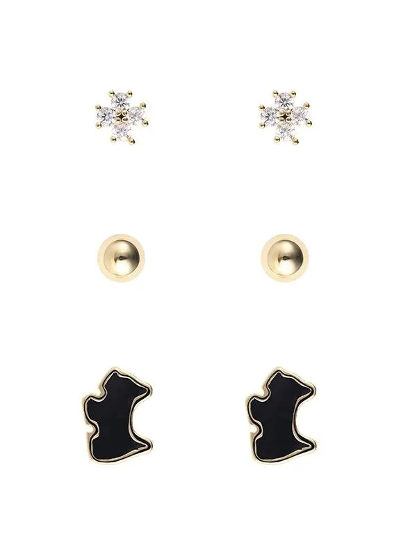 Karen Sampson Mini Gold Stud Earrings Trio Set