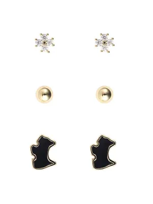 Karen Sampson Mini Gold Stud Earrings Trio Set
