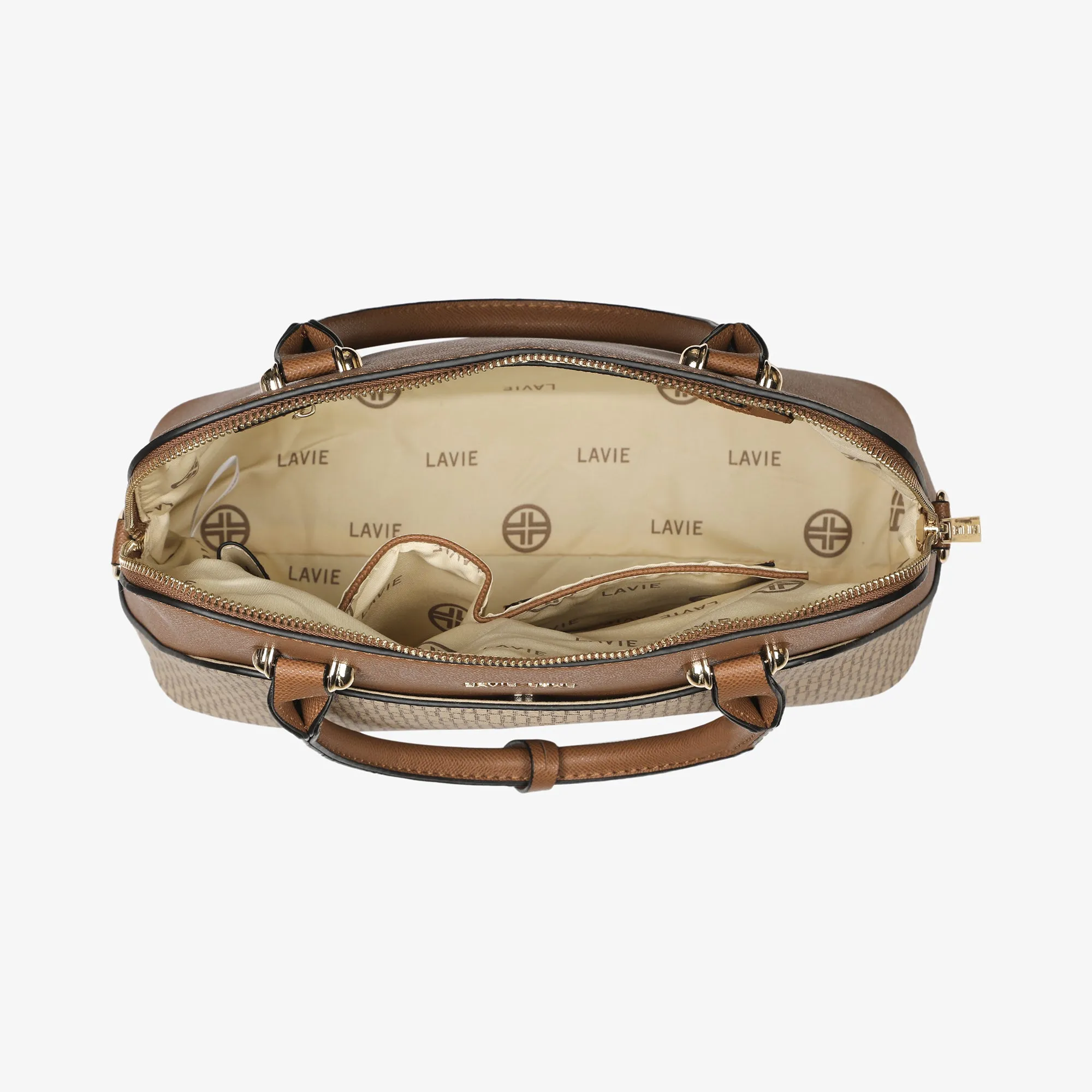 Lavie Luxe Monogram Valle24 Taupe Medium Women's Satchel