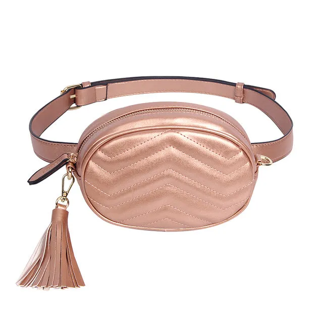 Leather Tassel Waist Bag
