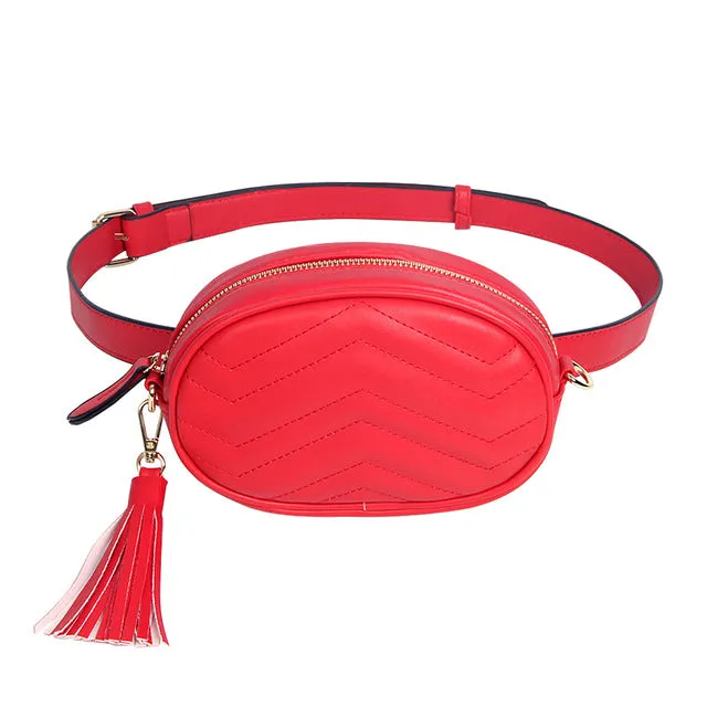 Leather Tassel Waist Bag