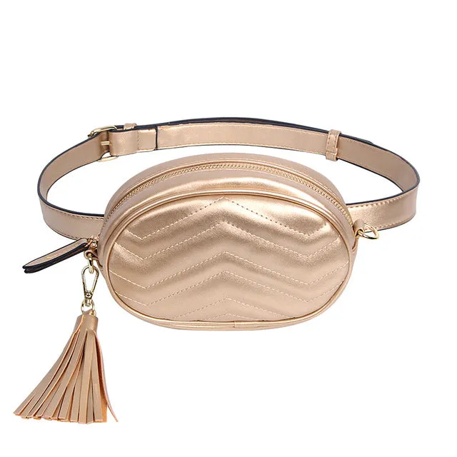 Leather Tassel Waist Bag