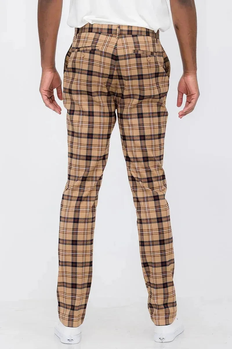 Plaid Slim Fit Trouser Pants