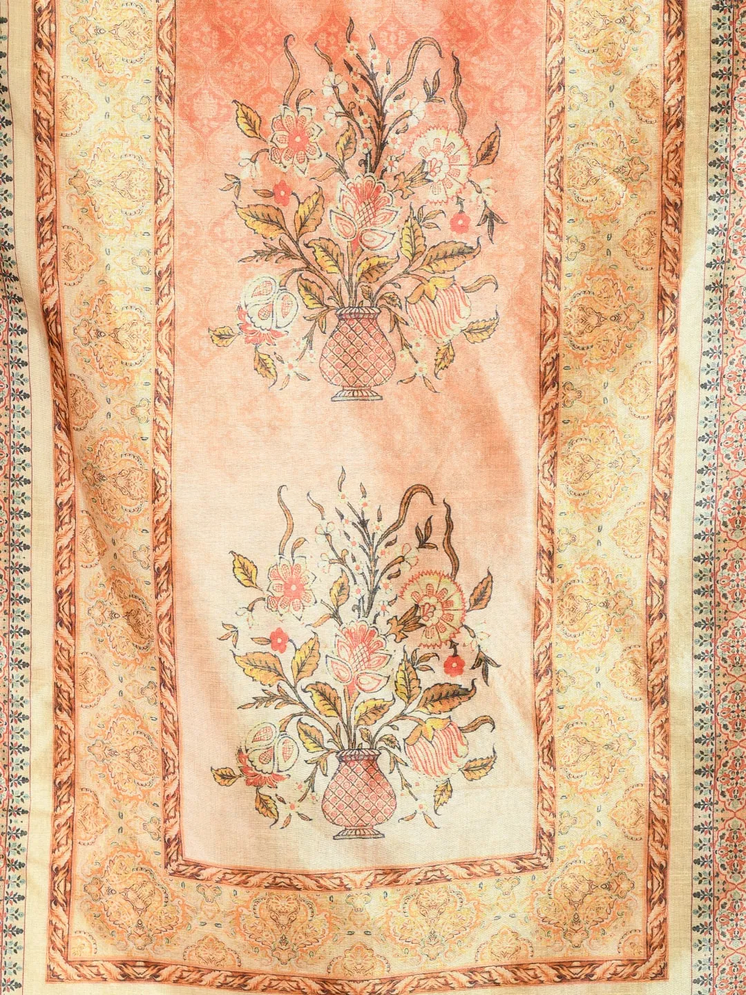 Plus Size Digital Printed Beige Kurta Palazzo Set with Dupatta