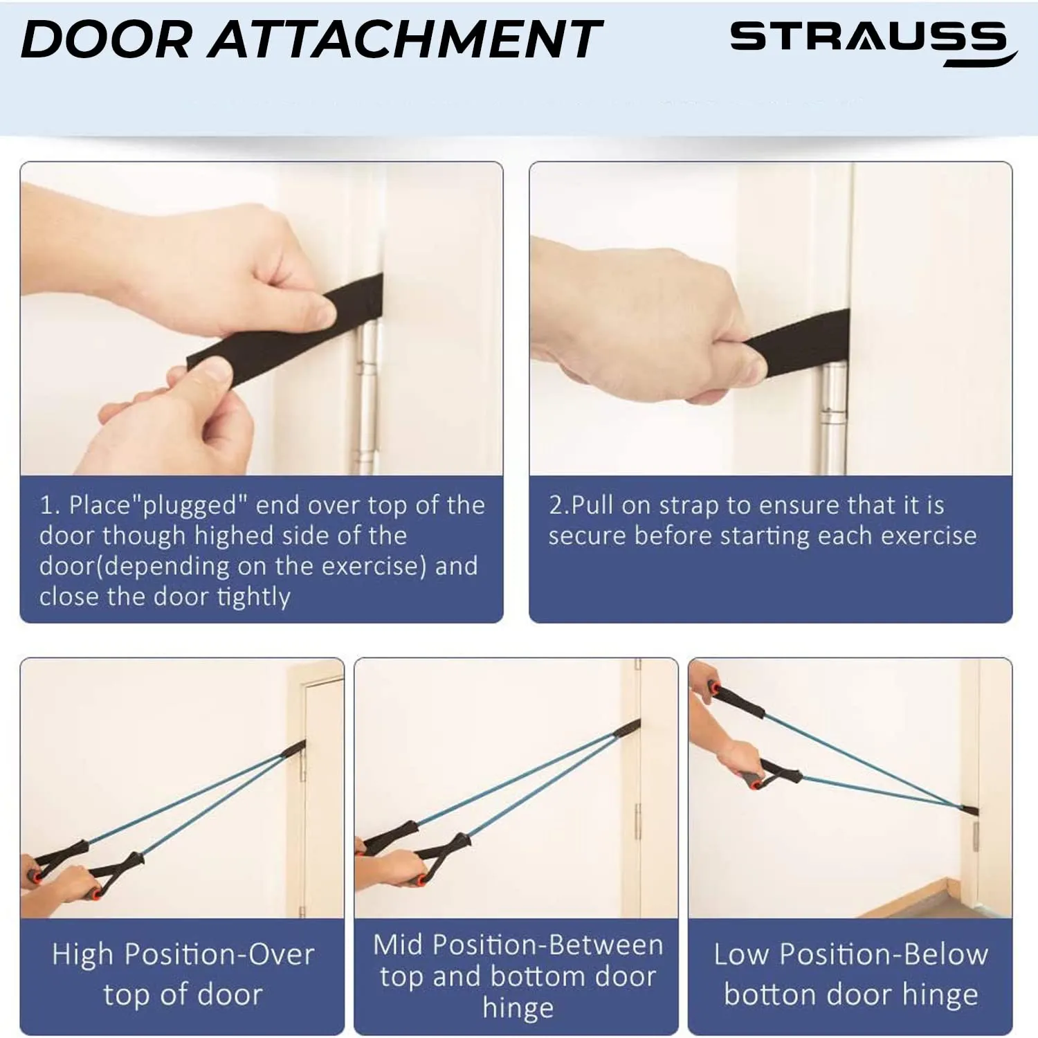 Strauss Triple Resistance Tube | Door Anchor for Exercise & Stretching | Gym Equipment for Strength Training, Home & Gym Workout for Men & Women with Carry Bag | 19 Kg,(Green)
