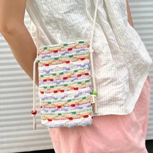 UAKISS  - New Fashion Mobile Phone Bag Women's Messenger Bag Knitted Mini Small Crossbody Bag Purse Vertical Handbag