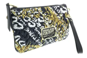 Versace Jeans Couture Small Black/Gold Baroque Stitched Pouch Wristlet Crossbody Bag