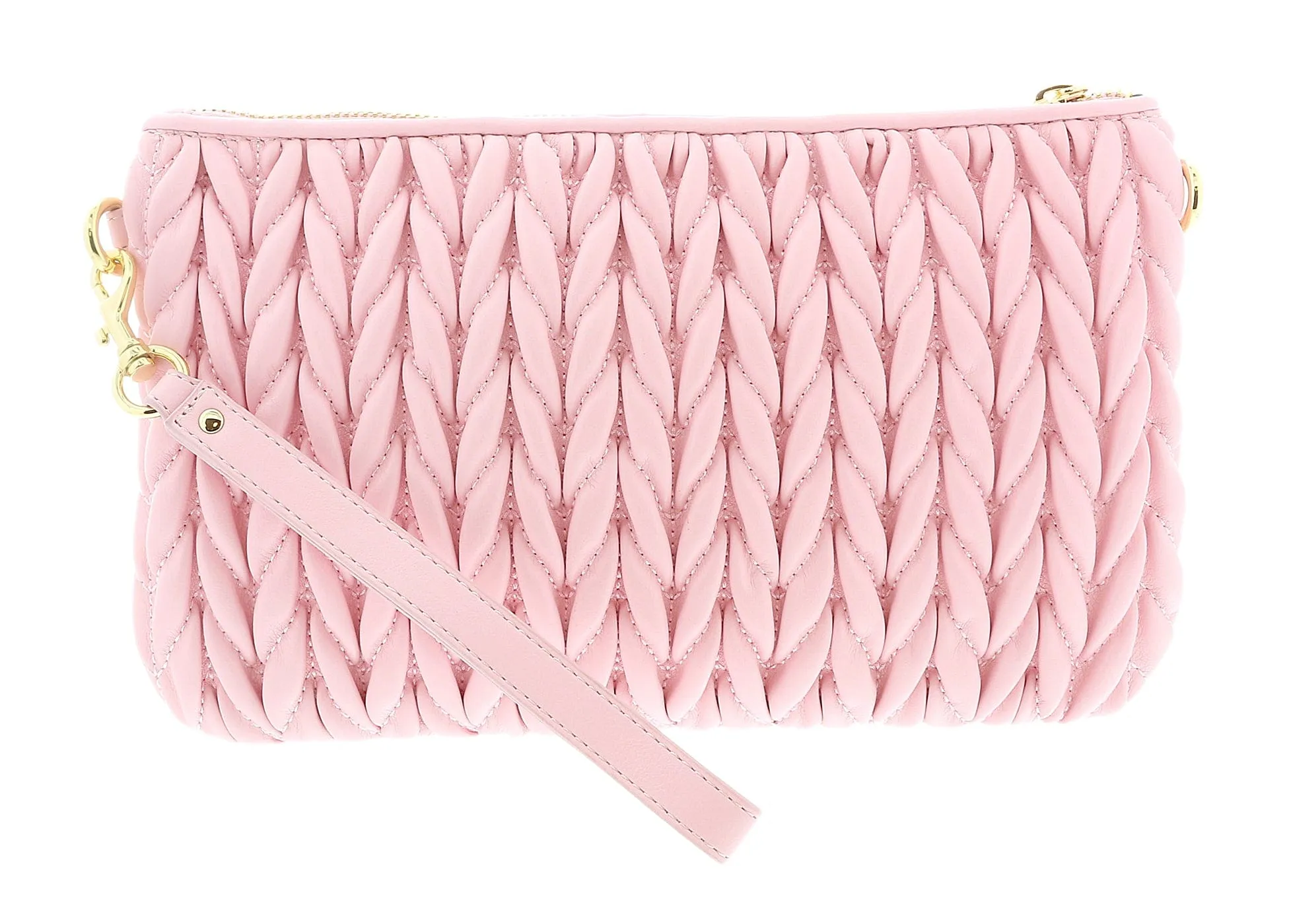 Versace Jeans Couture Small Pink Braided Pouch Wristlet Crossbody Bag